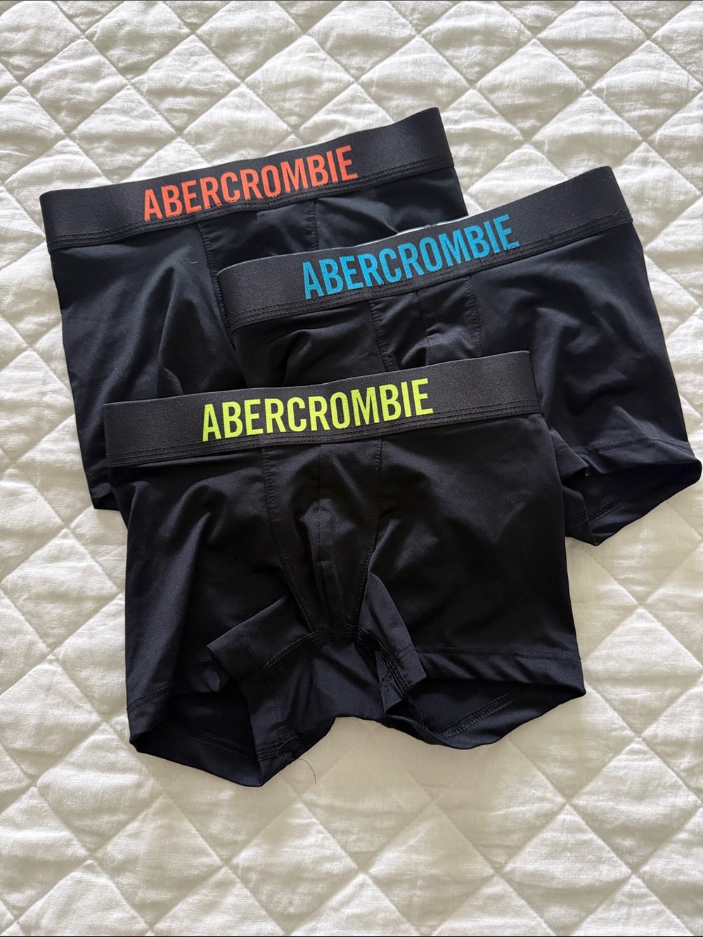 Abercrombie & Fitch Men’s Black Boxer Briefs with Color-Accent Waistbands